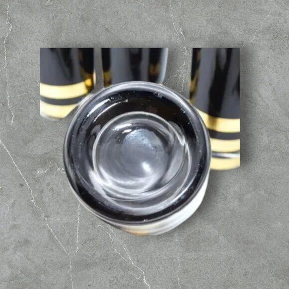 MCM Black with Gold Trim Hi-Ball Bar Drinking Glasses Set of 6 Tom Collins - Picture 6 of 9